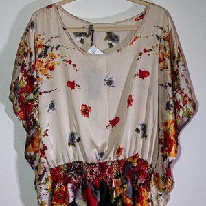 Floral butterfly sleeve top